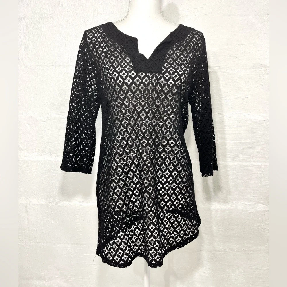 LAUNDRY BY SHELLI SEGAL CROCHET TUNIC SWIM COVER UP